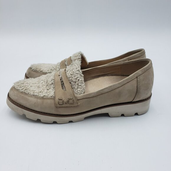 Vionic Cheryl Platform Penny Loafer Flats 9.5 Womens Shearling Slip On Tan - Picture 2 of 15